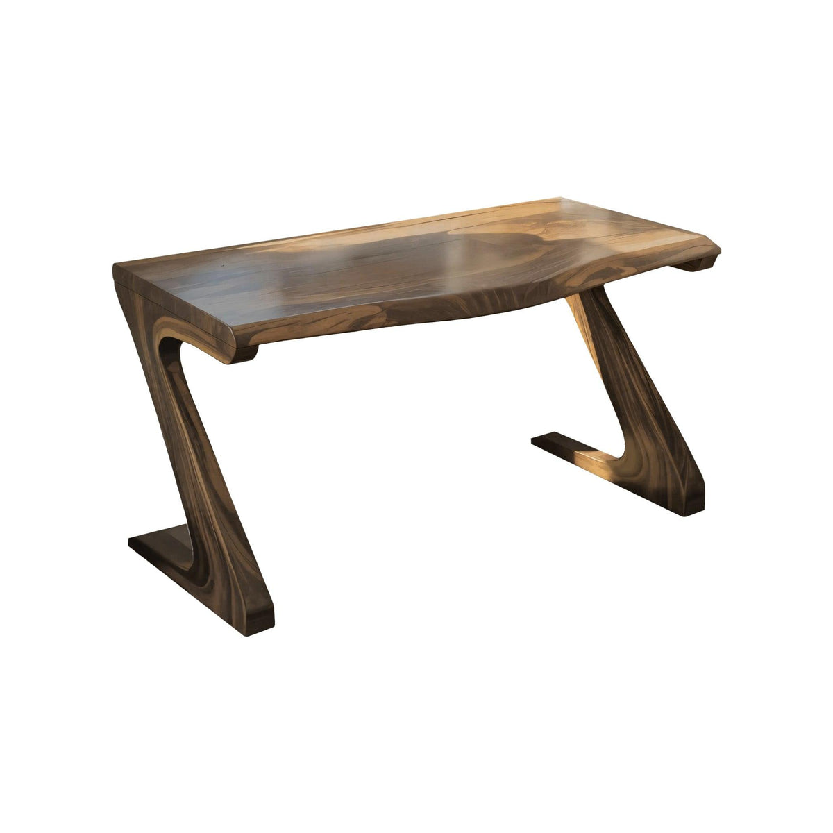 Zyra Curved Solid Wood Sculptural Desk