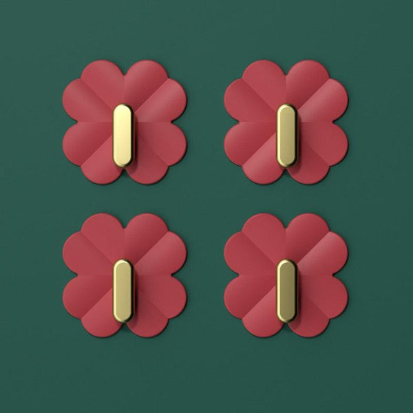 A Box of 4 Four-leaf Clover Hooks Punch-free Strong Sticky Bathroom Hook Light Luxury Household Wall Nail-free Key Storage Hook Cute Plastic Hooks Self-Adhesive Suitable Wall Bracket Self-Adhesive Hook Strong Adhesive Hanging on the Wall
