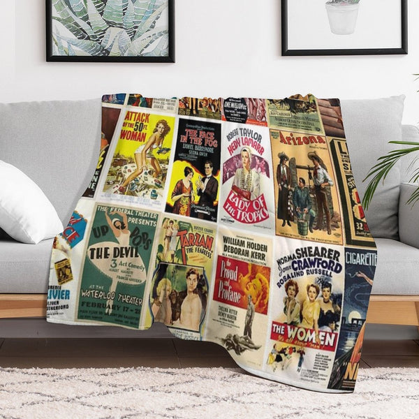 Old Movies Poster Machine-washable Throw Blanket