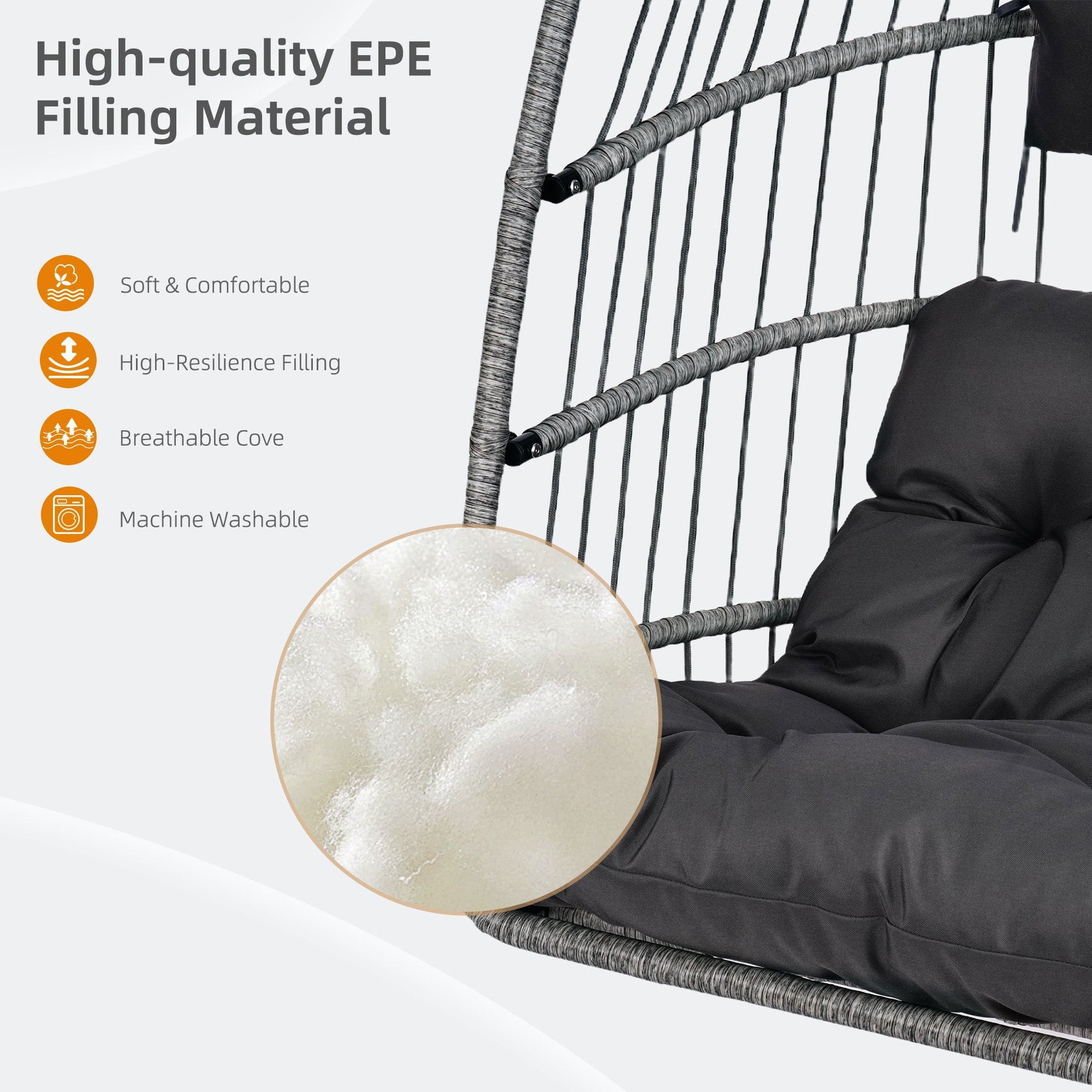 Outdoor Garden Rattan Egg Swing Hanging Chair PE Wicker Hanging Chair for Outdoor Patio