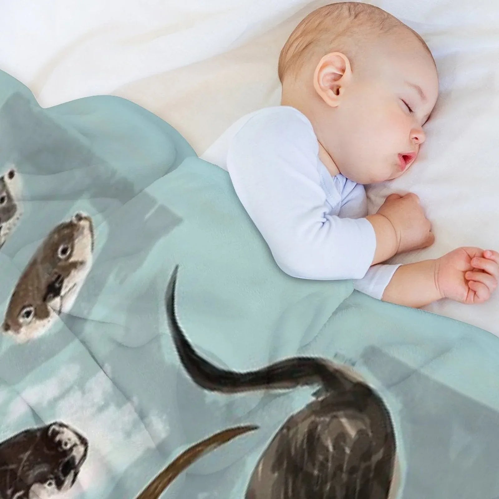 New World Otters Throw Blanket