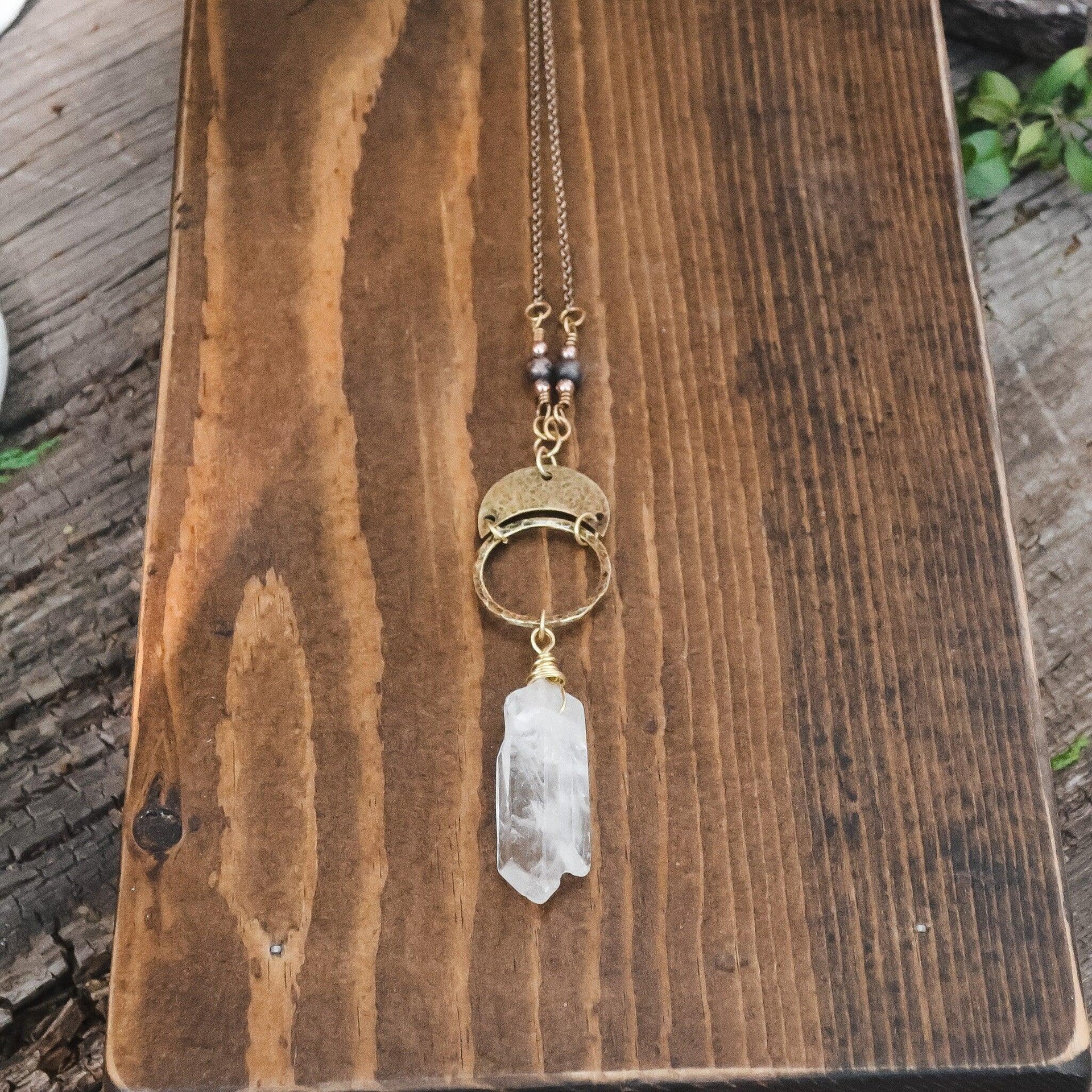 Brass Quartz Necklace — For Focus and Calm | By Blackbird & Sage