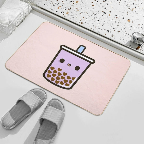 Cute Love Heart Bubble Tea Bath Mat