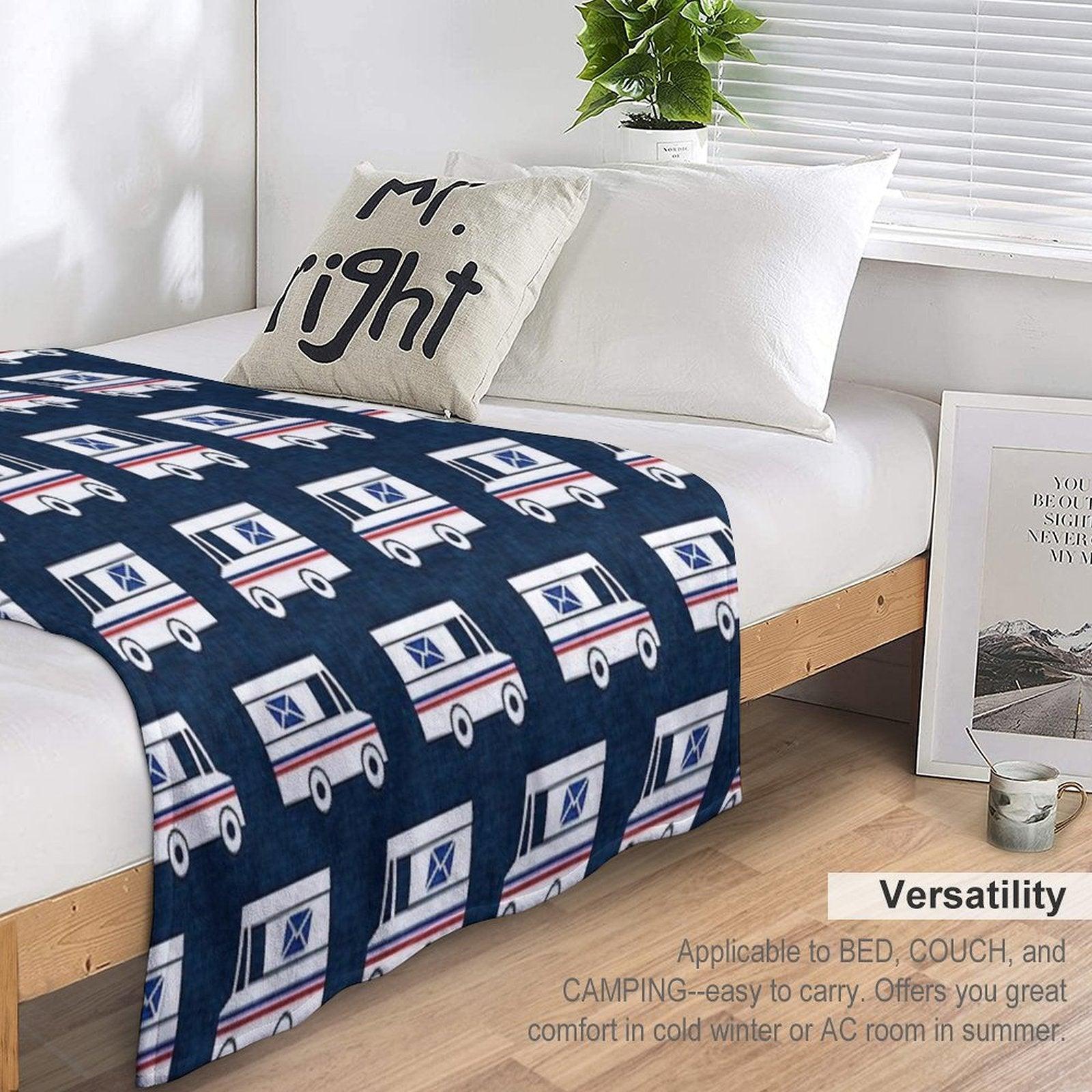 Mail Trucks - Blue Throw Blanket