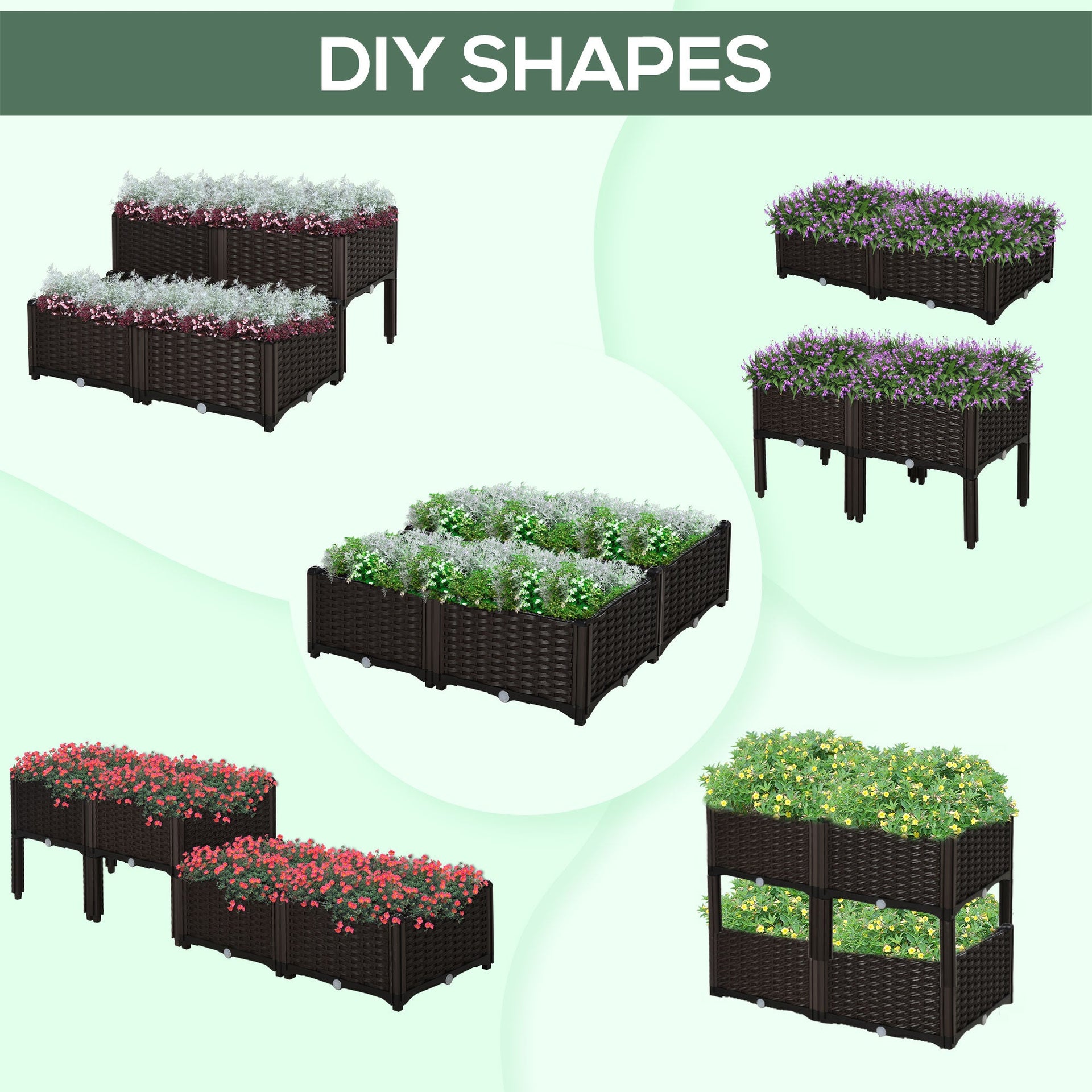 Outsunny 4 Piece Raised Garden Bed with Legs, Self-Watering Planter Box