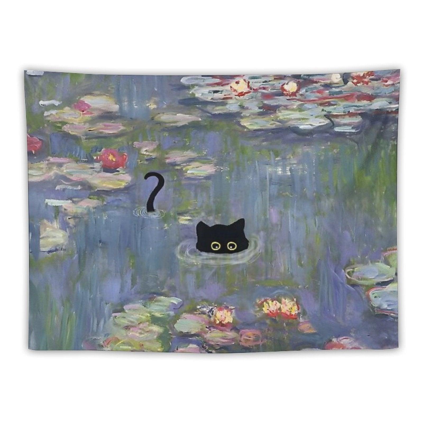 Cat Monet Waterlily Tapestry
