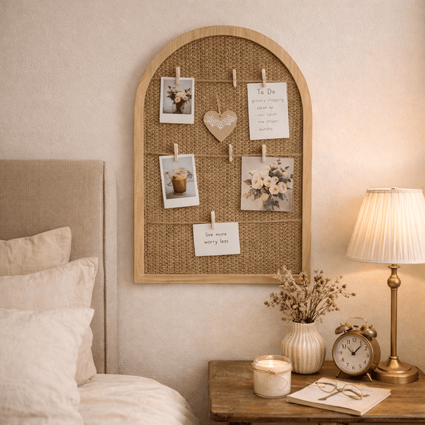 Arched Rattan Photo Display Board