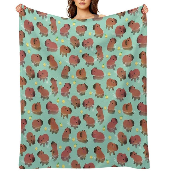 Capybath Time Throw Blanket