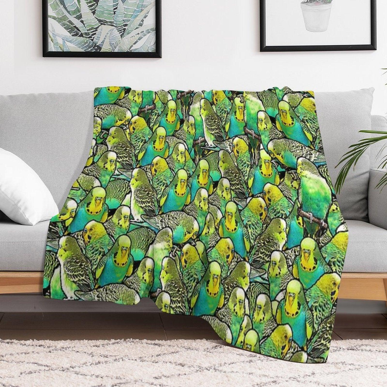 Budgie Pattern Throw Blanket