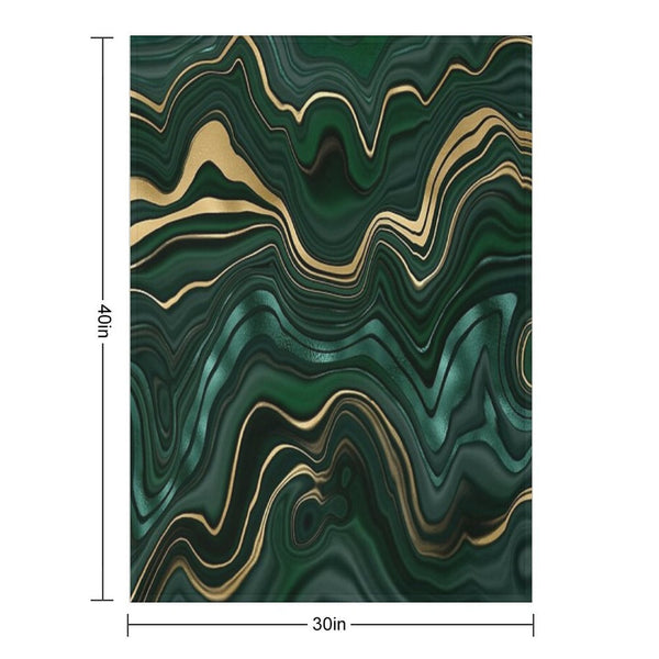 Emerald Green And Gold  Malachite Pattern Easy Care Throw Blanket