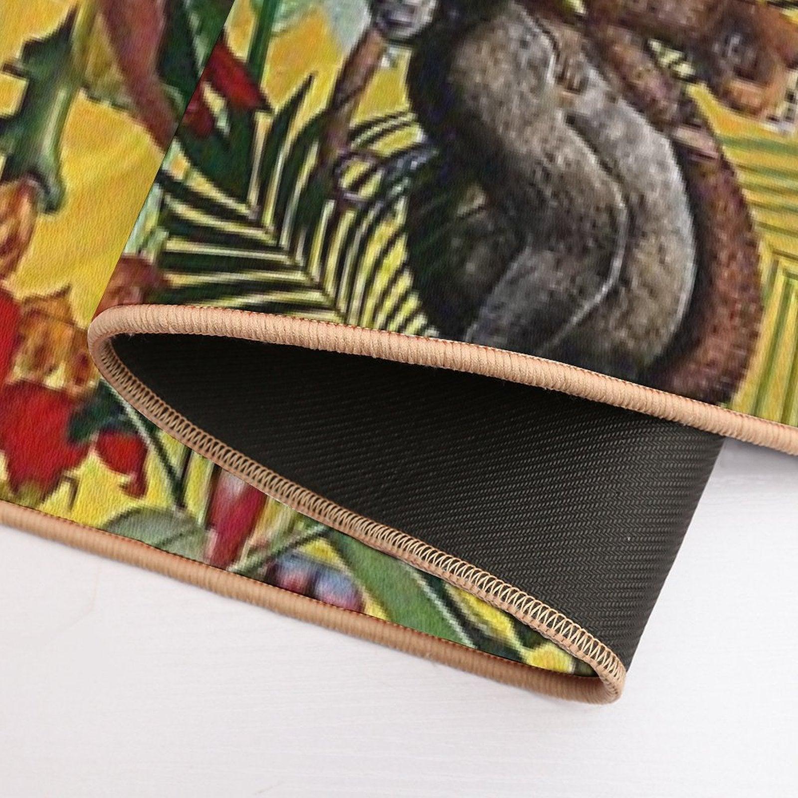Tropical Monkey Jungle Botanical Garden Pattern - Yellow Nightgarden Bath Mat