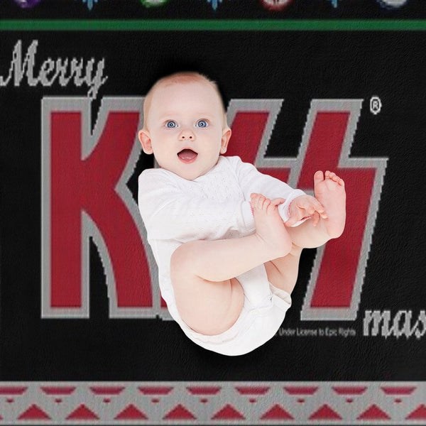 KISS ® The Band - Merry KissMas Ugly Sweater Premium Throw Blanket