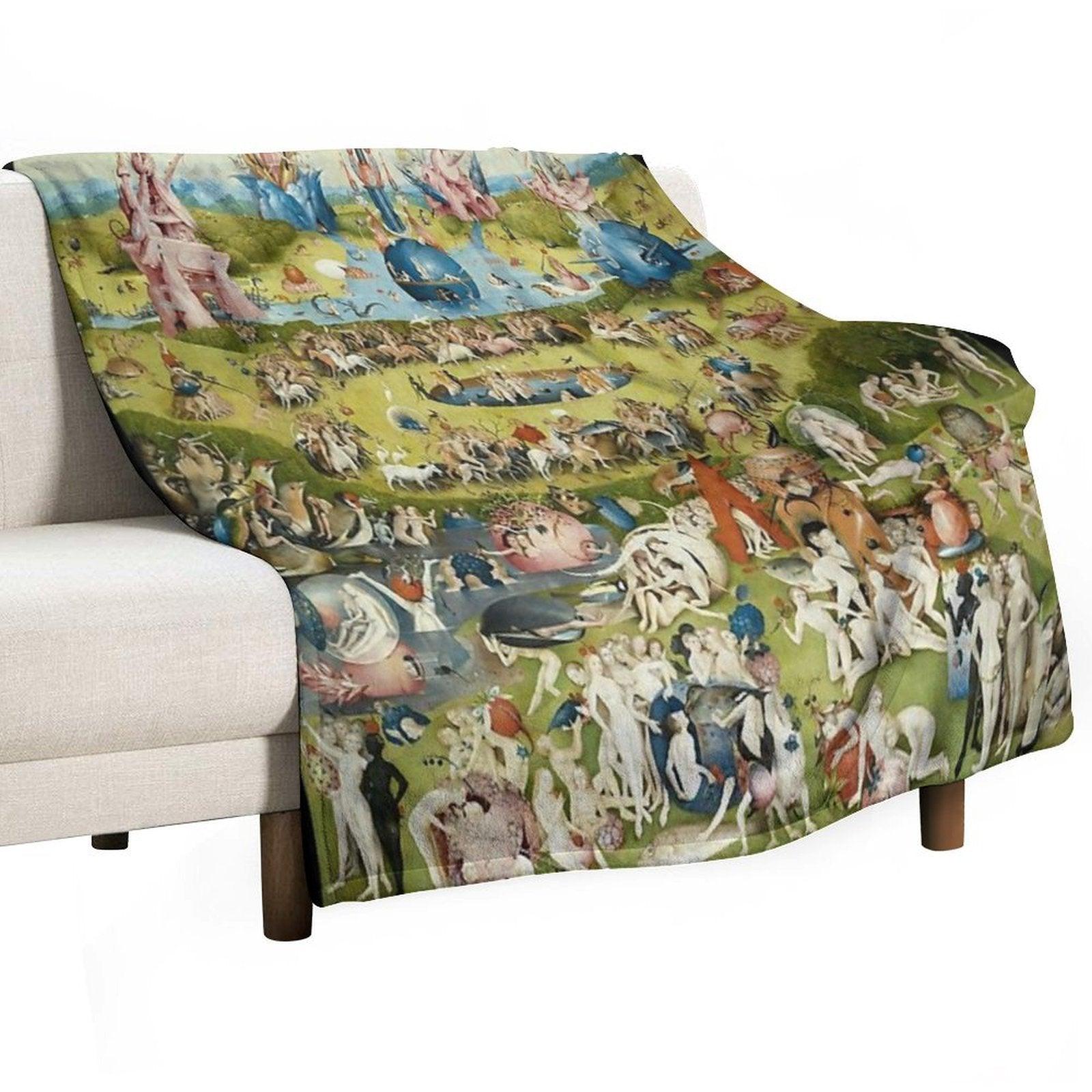 The Garden of Earthly Delights Full Image Throw Blanket