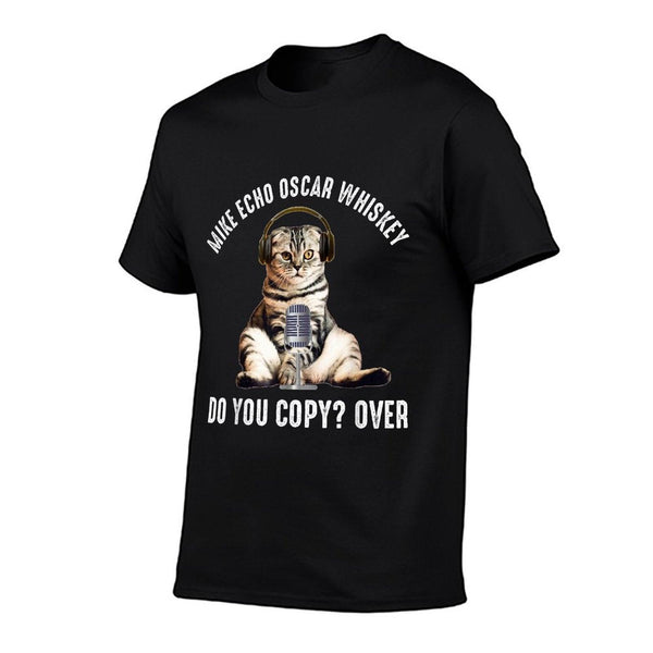 Mike Echo Oscar Whiskey Funny Ham Radio Cat T-Shirt