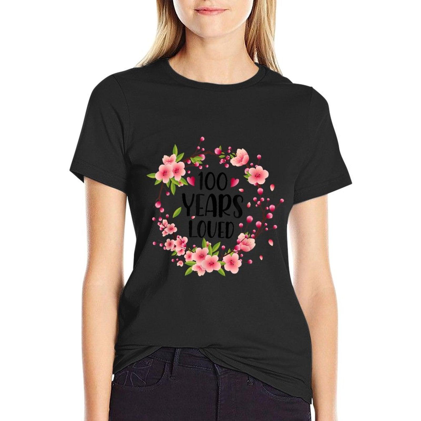 Floral 100 Years Old 100 Years Loved 100th Birthday Women T-Shirt