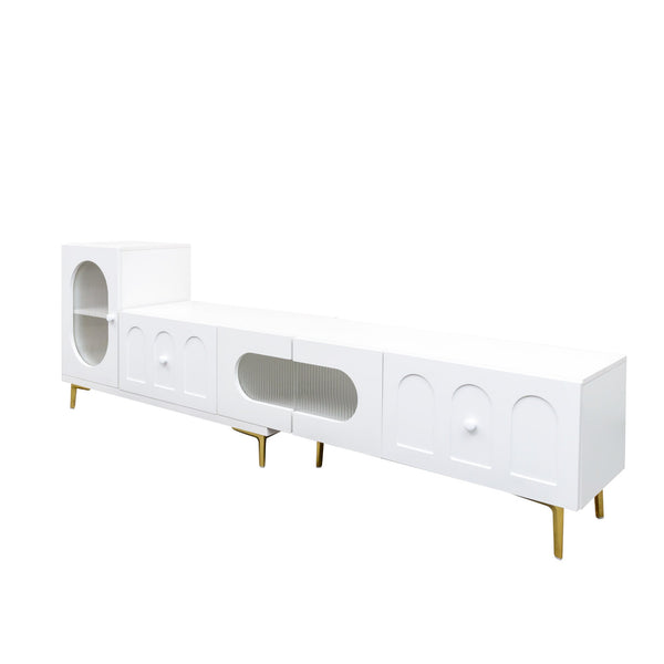 Wood Extendable TV Stand Entertainment Center Media TV Console for Living Room Bedroom