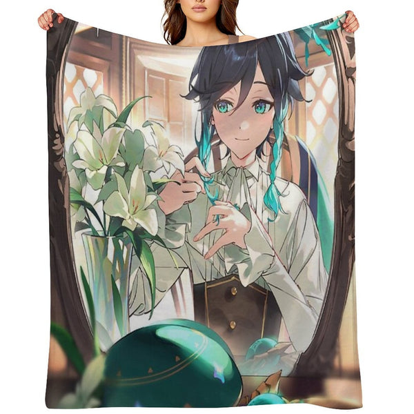 Genshin Impact - Venti Official Birthday Artwork 2024 Velvety-soft Throw Blanket