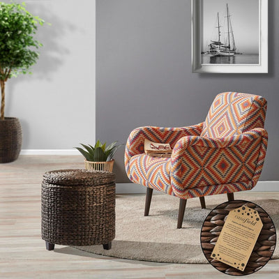 Espresso Handwoven Water Hyacinth Seventeen Inch Ottoman