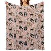 Basset Buddies on Pale Pink Compact Throw Blanket