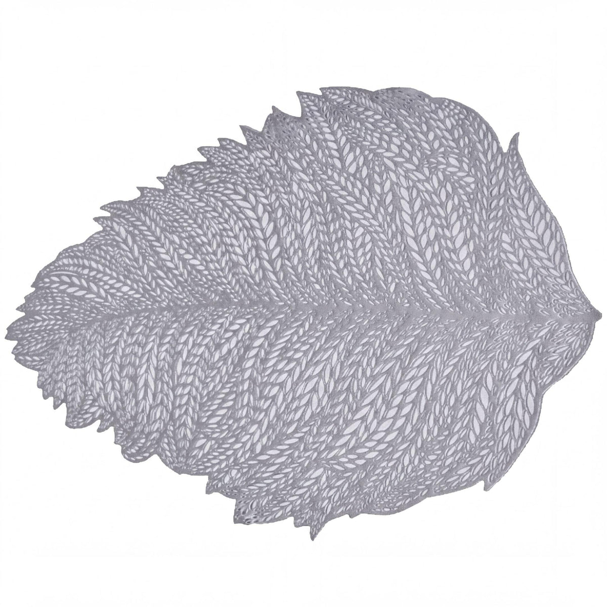 Vinyl Placemats - Leaf Cut Out Silver Set of 6 | Heat Resistant Non Slip Table Mats