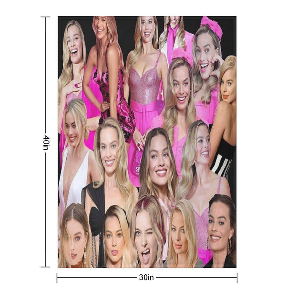 HIGH QUALITY Margot Robbie Photo Collage All-season Throw Blanket
