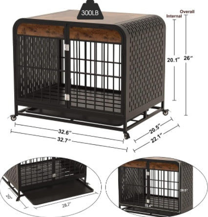 Heavy Duty Dog Crate Furniture Table 33 Inch Brown for Stylish Pet Housing