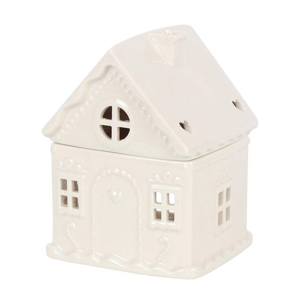 White Christmas Gingerbread House Tealight Wax Warmer