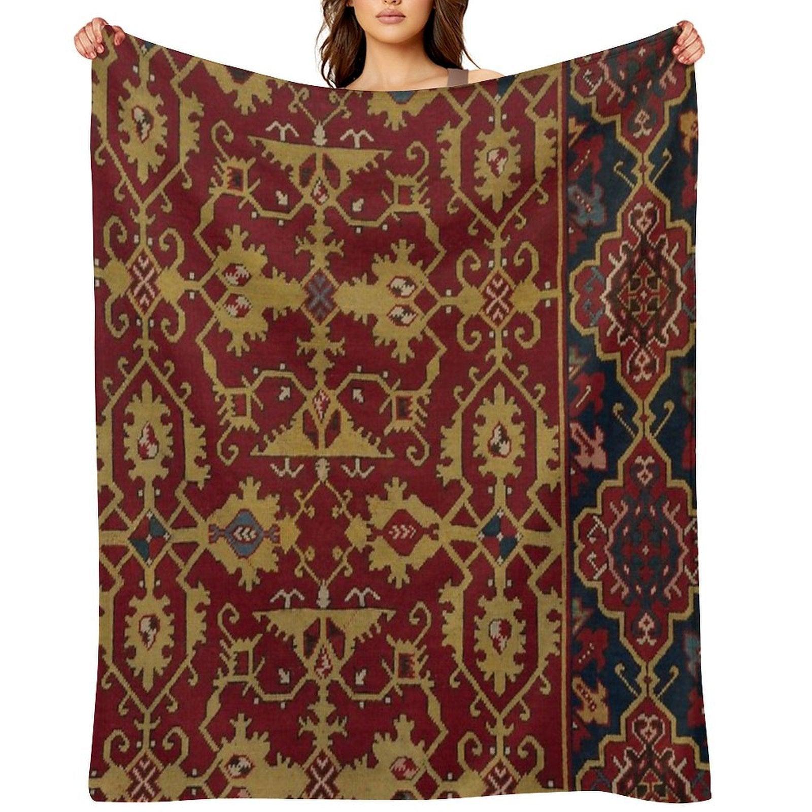 Vintage Oriental Carpet Throw Blanket