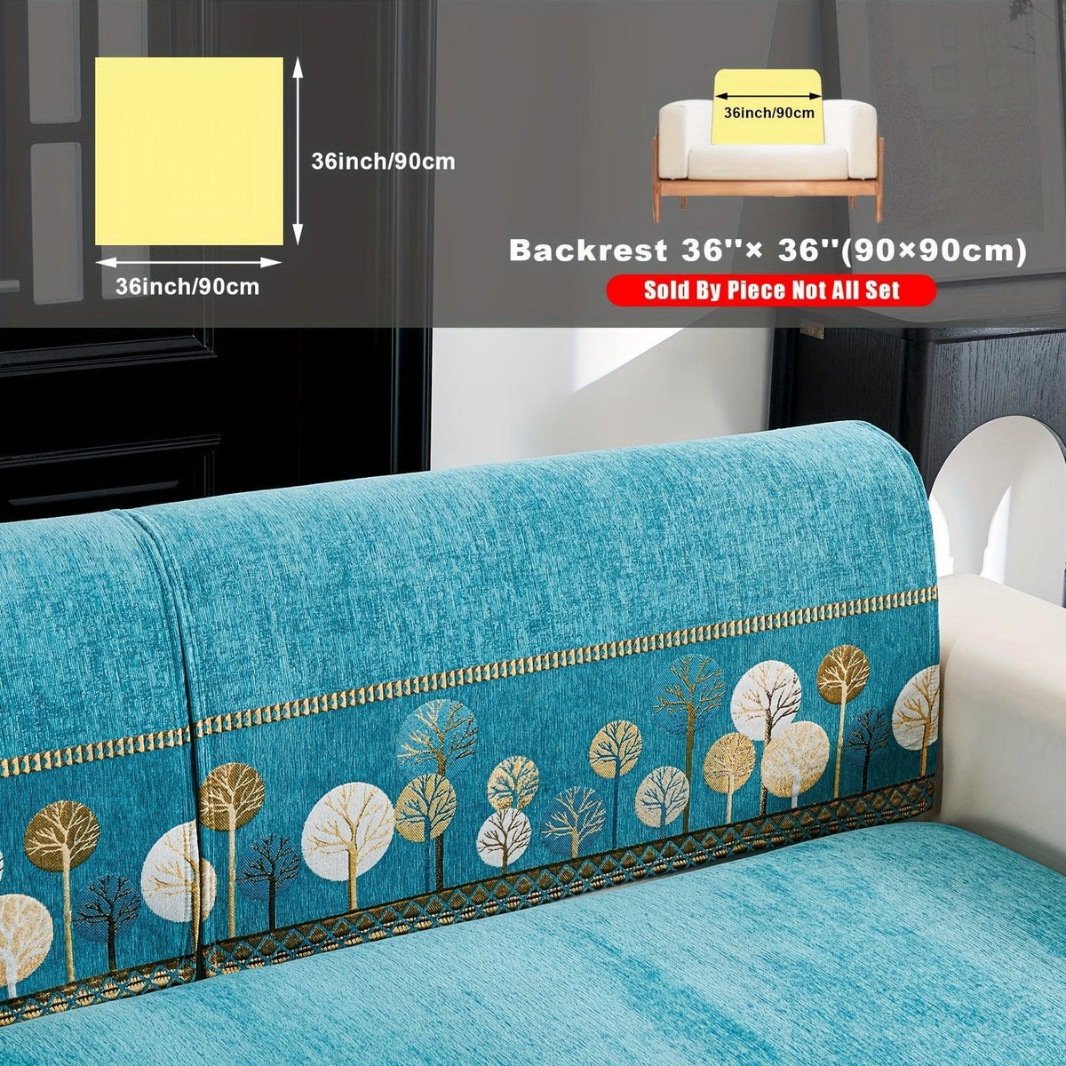 Pet Proof Couch Cover - Boho Chenille Sofa Cover with Tree Embroidery