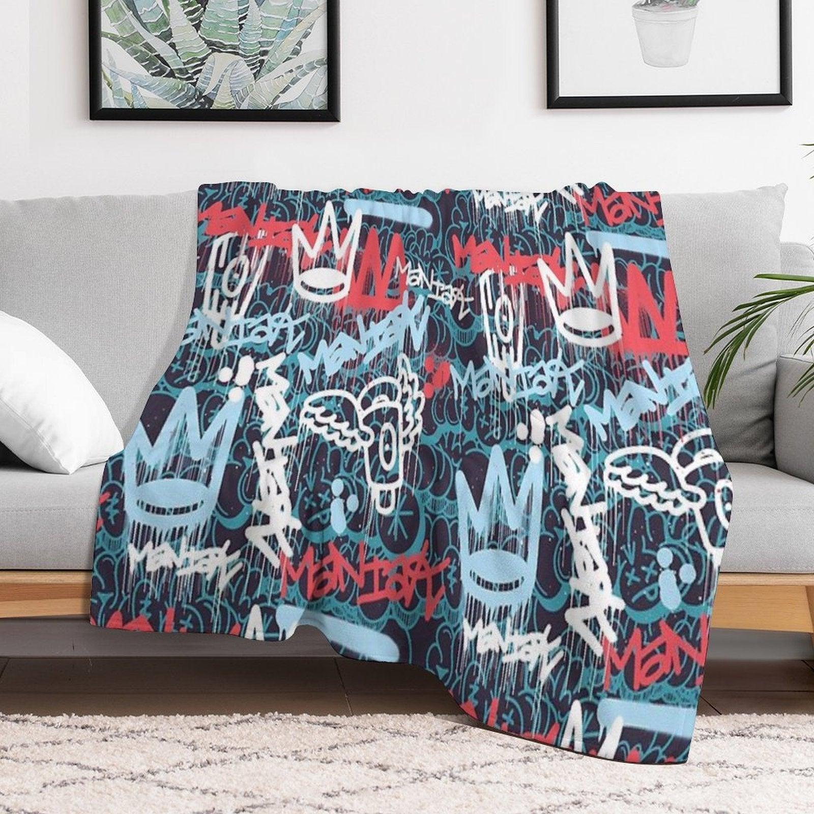 Maniak Tag & Throwie Patterned Print Throw Blanket