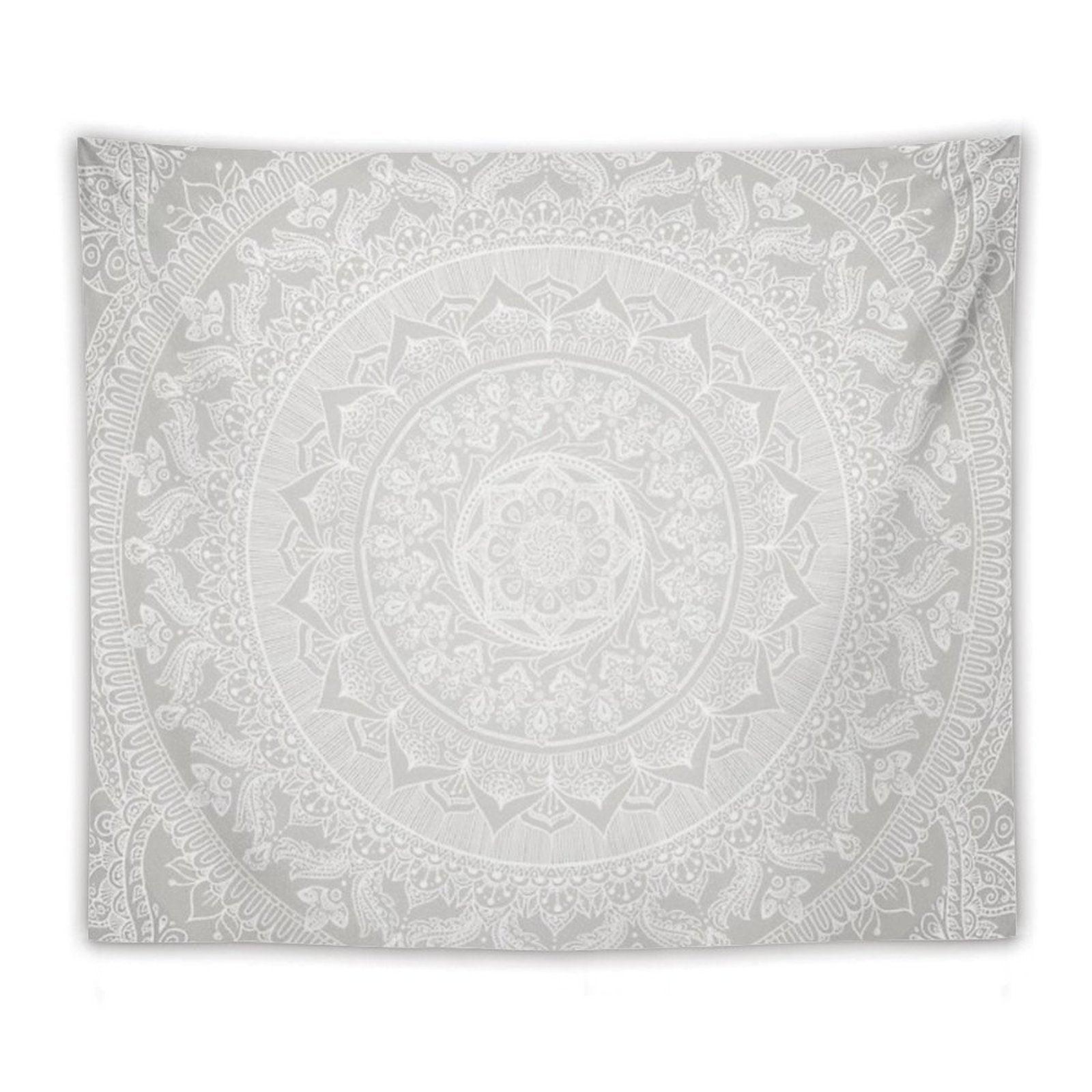 Mandala Soft Gray Tapestry