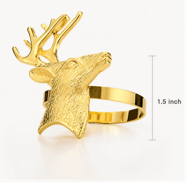 Gold Reindeer Napkin Rings – Festive Charm