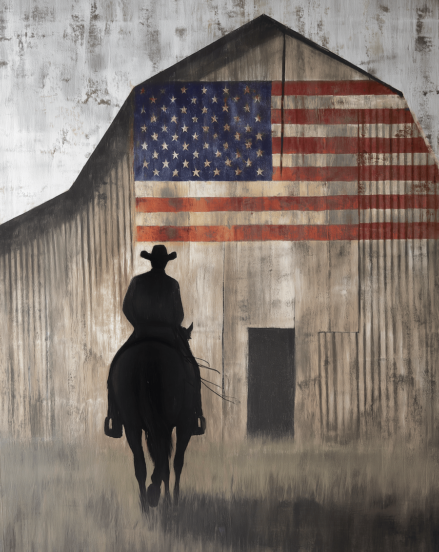 Cowboy Horse Art Print – Americana Country Prints | Rustic Barn Artwork 8x10