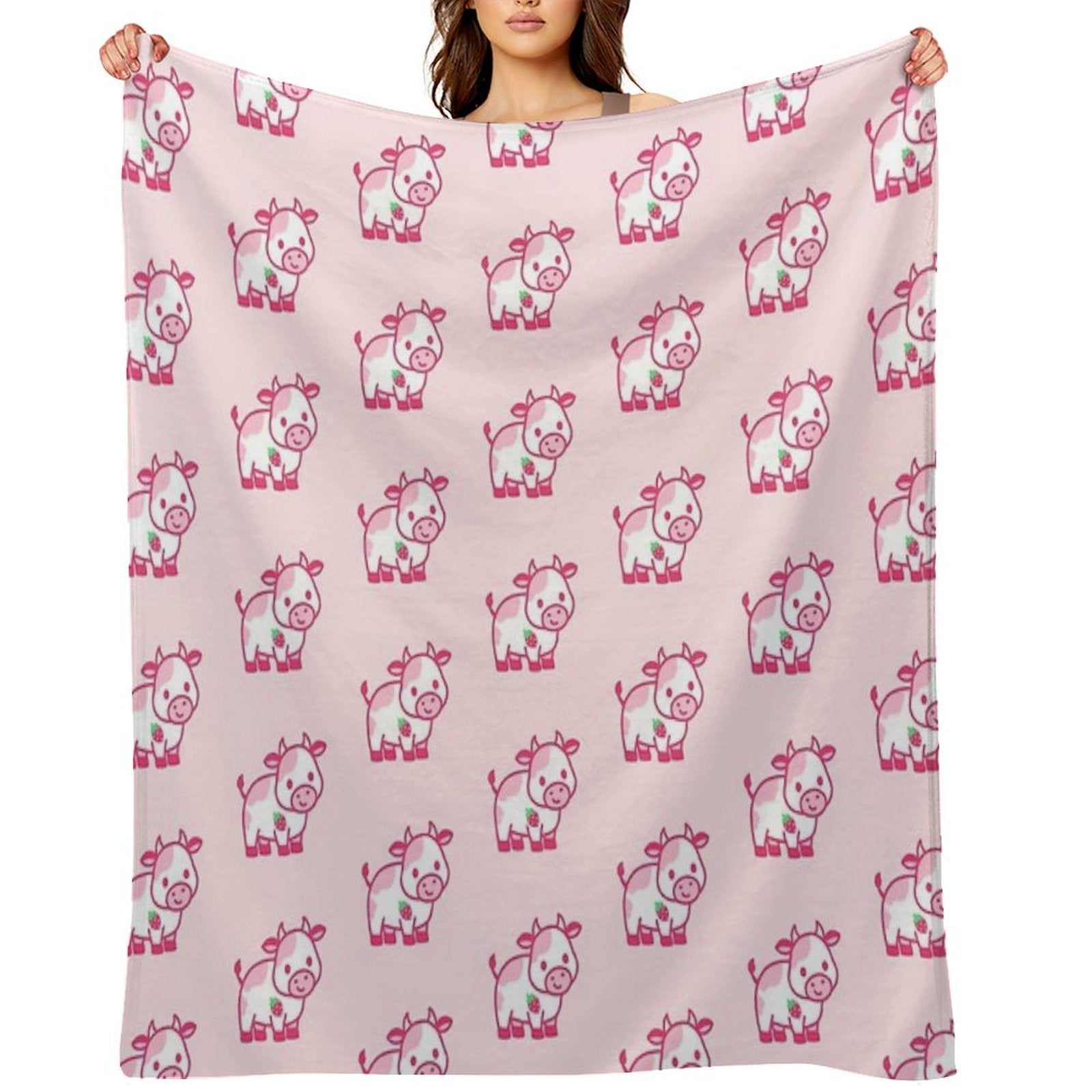 Strawberry Cow All-season Throw Blanket
