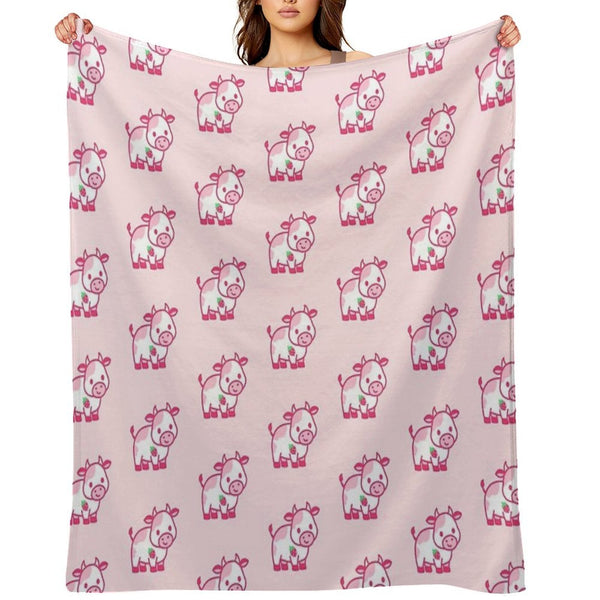 Strawberry Cow All-season Throw Blanket
