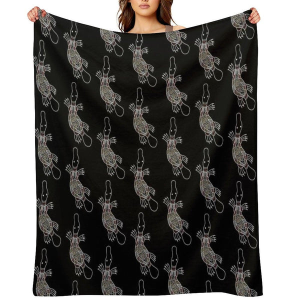 Authentic Aboriginal Art - Platypus Throw Blanket