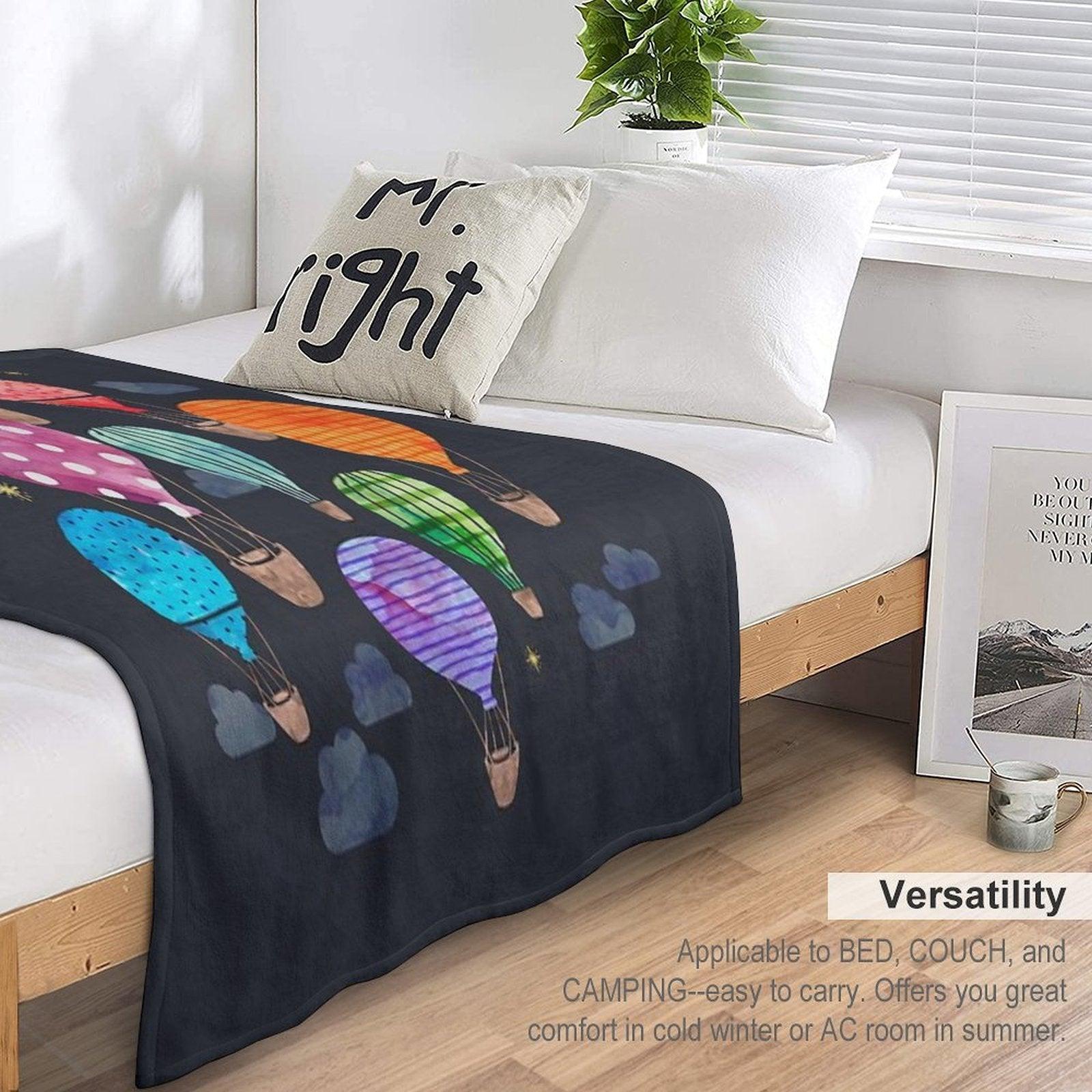 Hot Air Balloon Night Throw Blanket