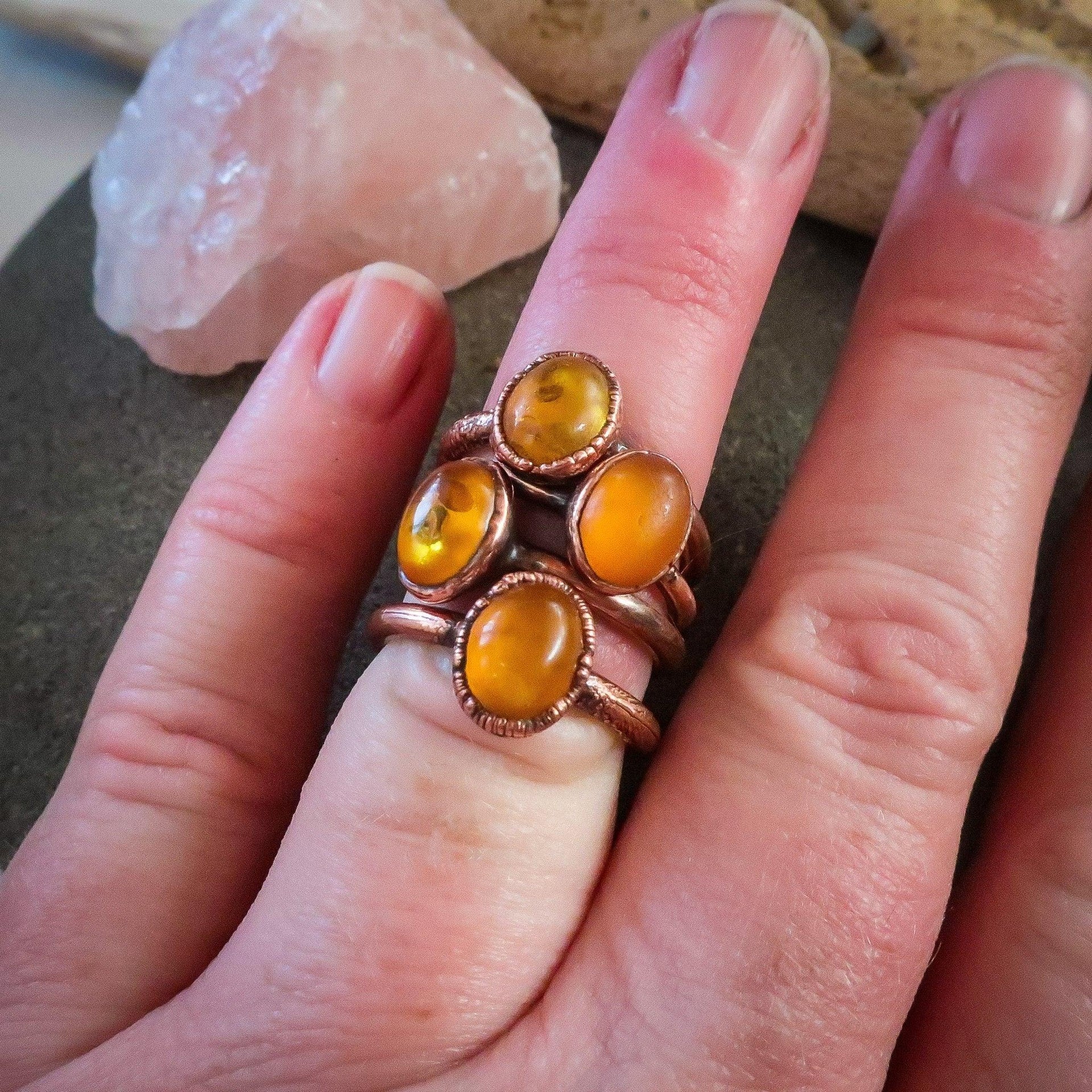 Copper Amber Ring - Warmth & Grounding for Confidence | By Blackbird & Sage
