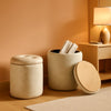 Premium Faux Leather Circular Ottoman With Storage