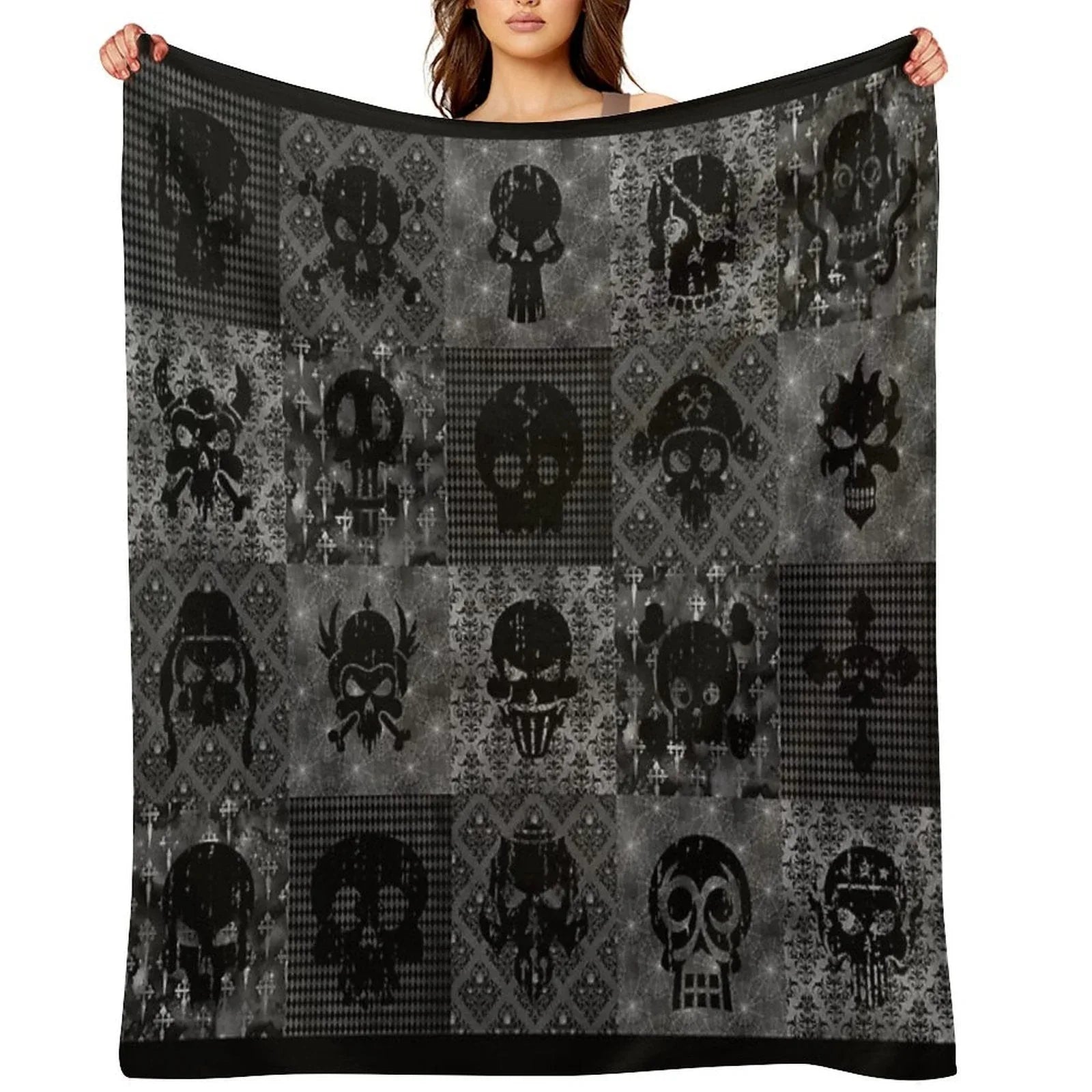 Skull Collage Throw Blanket