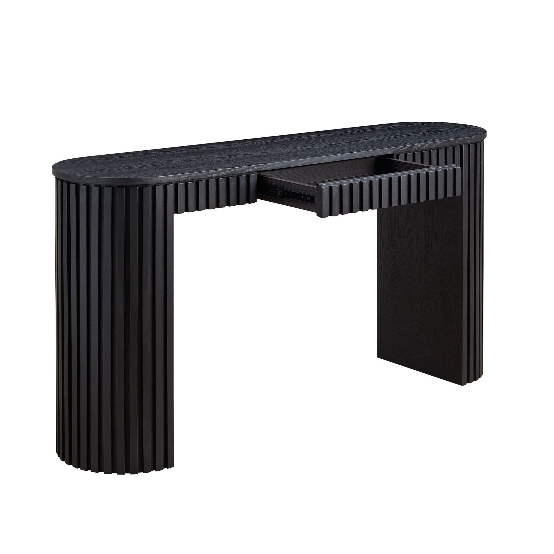 59.05'' Modern Console Table With Drawer for Entryway with Unique Vertical Stripe Design for Living Room Hallway Foyer Entrance Study,BLACK