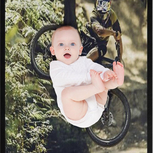 Cyclist Jumping with His Dartmoor Bikes Throw Blanket