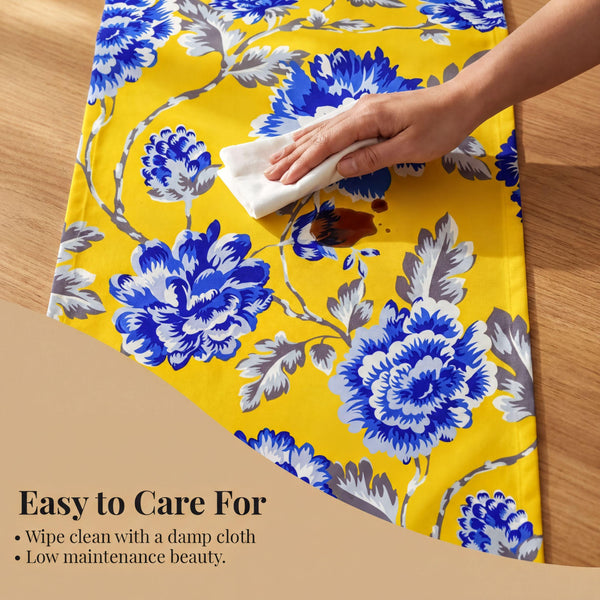 Yellow Blue Floral Table Runner – Printed