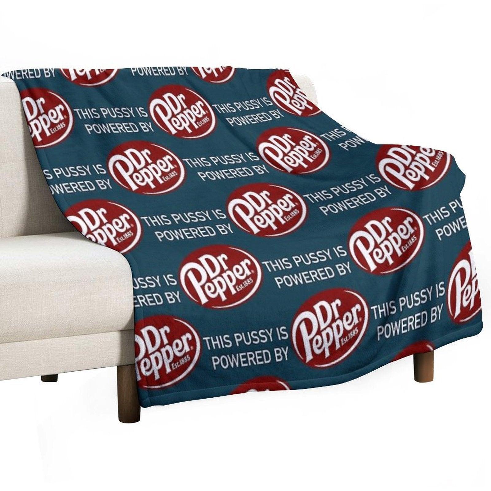 This Cat Is Powered By Dr Pepper Throw Blanket