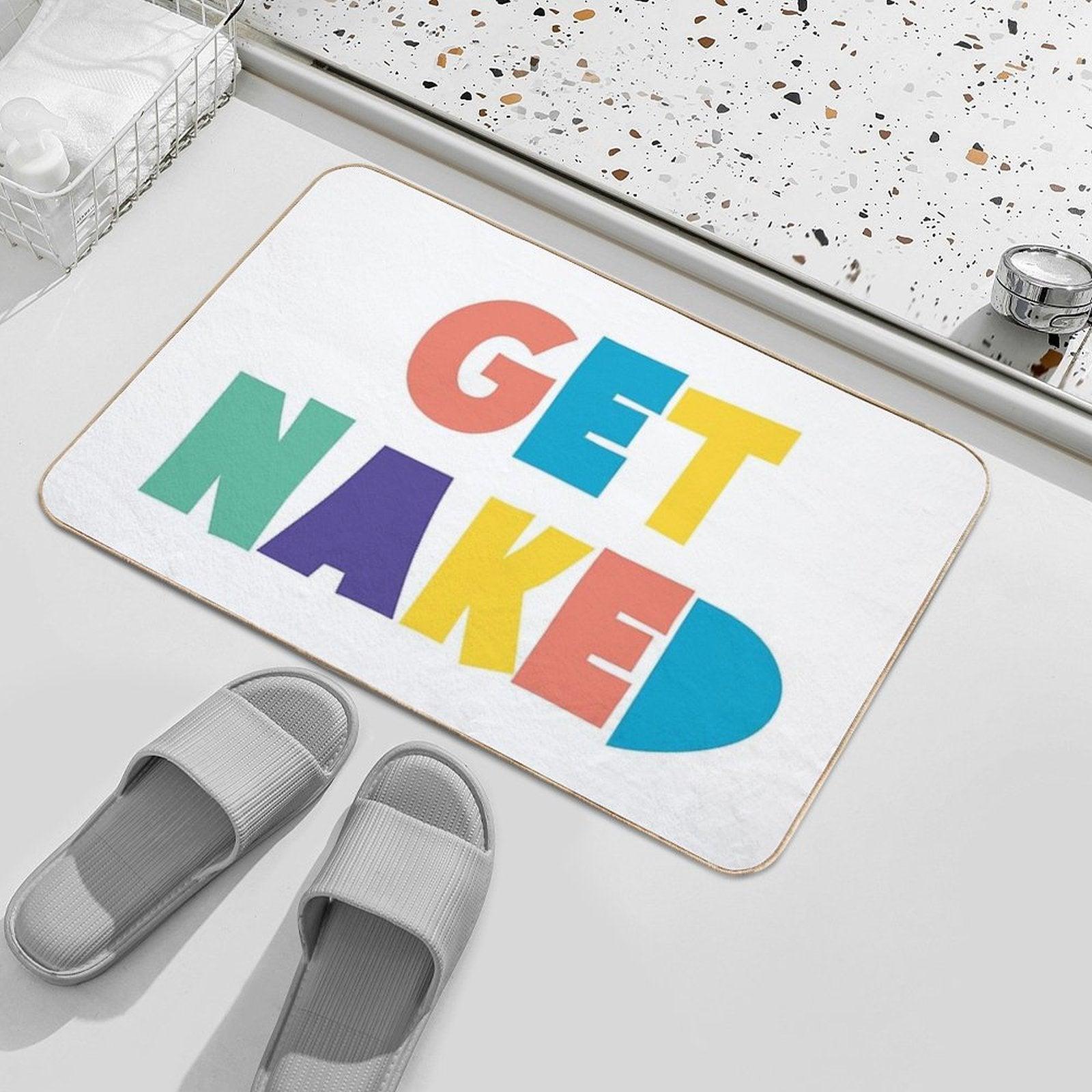 Get Naked Colorful Fun Cool Graphic Typography Bath Mat