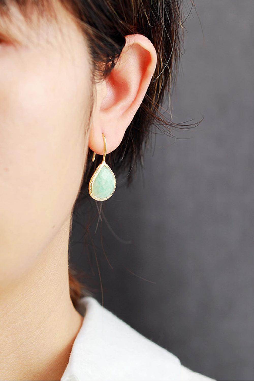 Handmade Natural Stone Teardrop Earrings in Modern Style