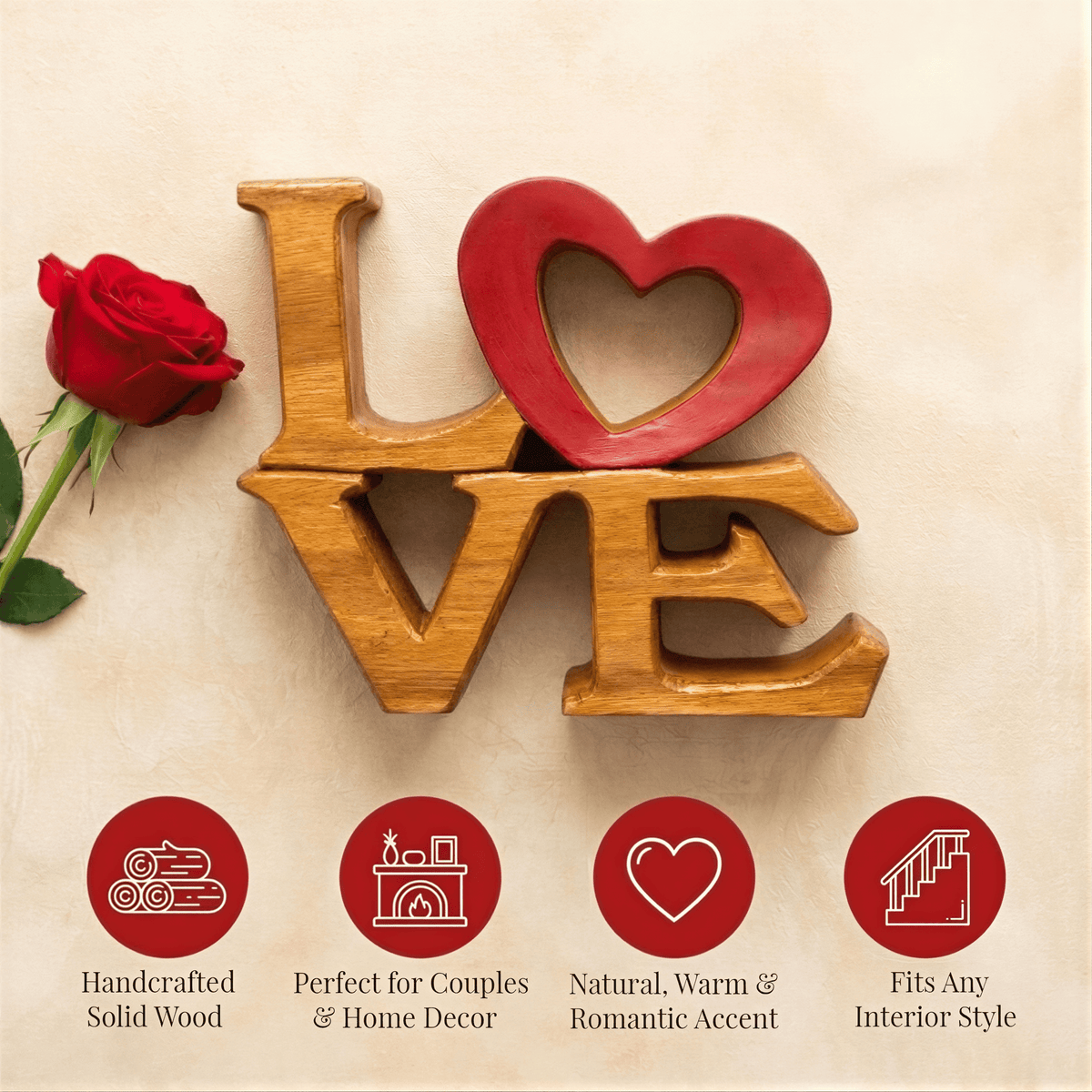 Wooden Love Sign – Elmija, Acacia Wood