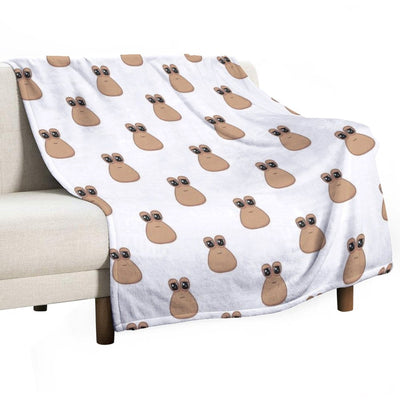 Sad Cute Little Cursed Pou Easy Care Throw Blanket