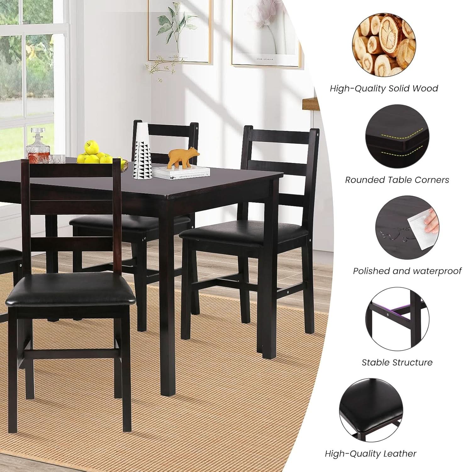 Brown Premium Five Piece Dining Table Set Apartment