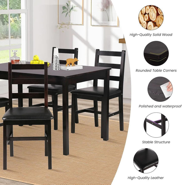 Brown Premium Five Piece Dining Table Set Apartment